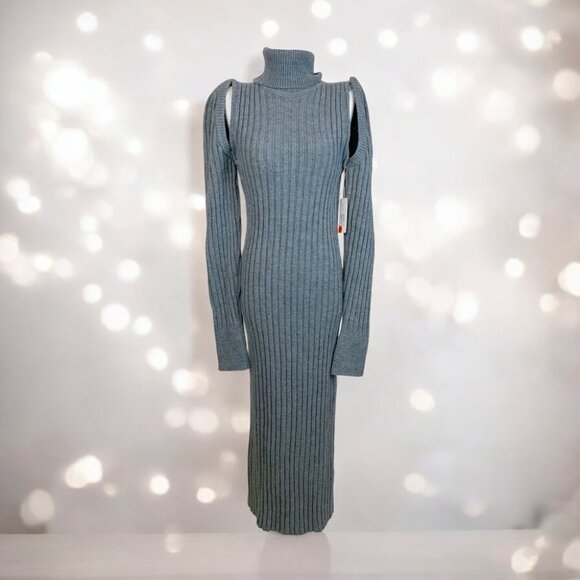 NWT Moon River Turtleneck Bolero Ribbed Sweater Dress - Picture 3 of 7